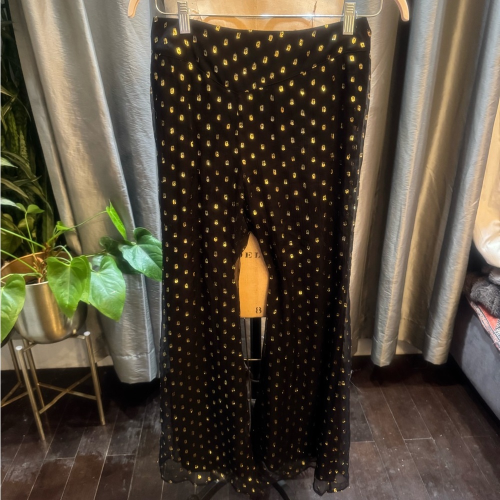 Gold Metallic Jacquard Pants